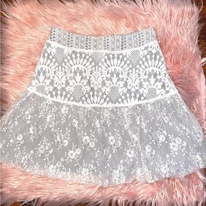 For love & Lemons Lace Mini Skirt in Ivory Lace Small